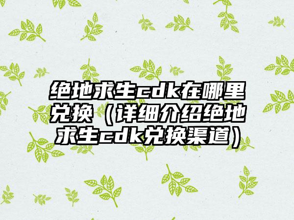 绝地求生cdk在哪里兑换（详细介绍绝地求生cdk兑换渠道）