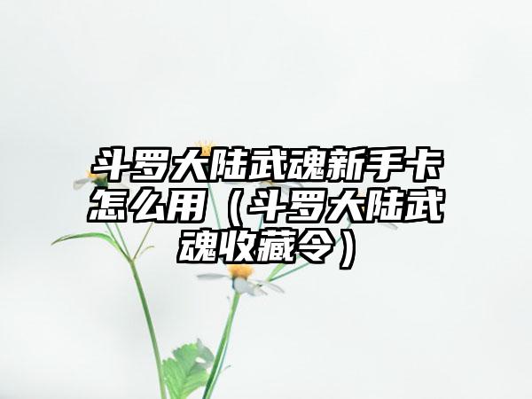 斗罗大陆武魂新手卡怎么用（斗罗大陆武魂收藏令）