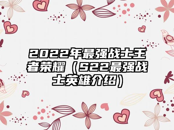 2022年最强战士王者荣耀（S22最强战士英雄介绍）