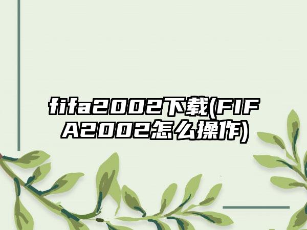 fifa2002(FIFA2002怎么操作)