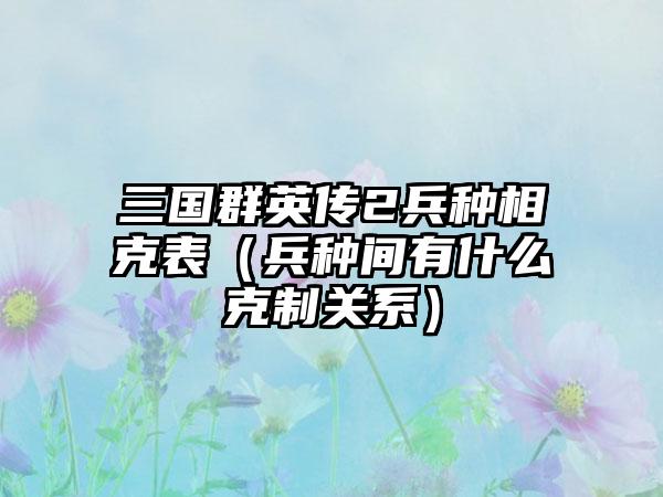 三国群英传2兵种相克表（兵种间有什么克制关系）