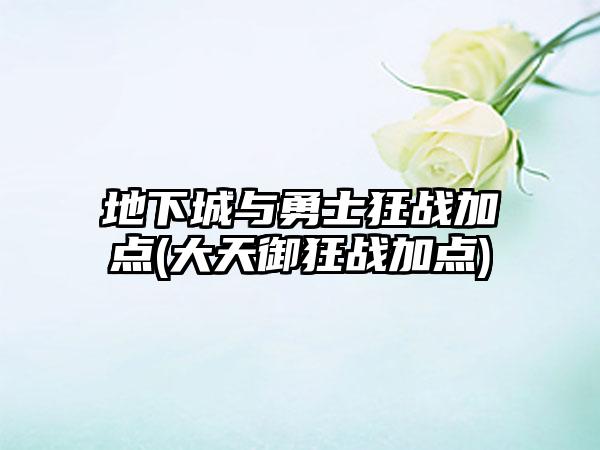 地下城与勇士狂战加点(大天御狂战加点)