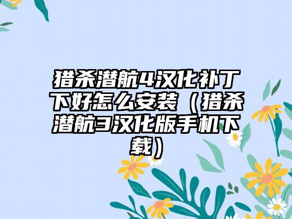 猎杀潜航4汉化补丁下好怎么安装（猎杀潜航3汉化版手机）