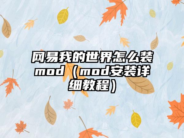 网易我的世界怎么装mod（mod安装详细教程）