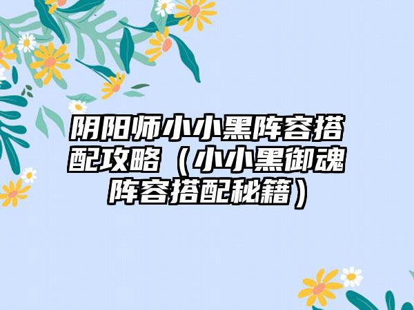 阴阳师小小黑阵容搭配攻略（小小黑御魂阵容搭配秘籍）