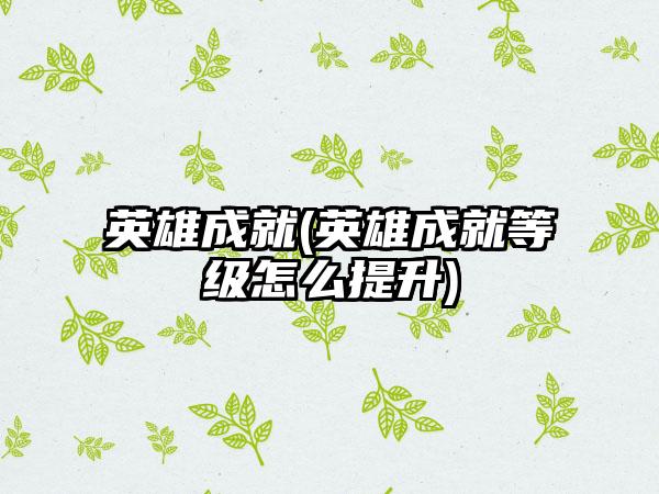 英雄成就(英雄成就等级怎么提升)