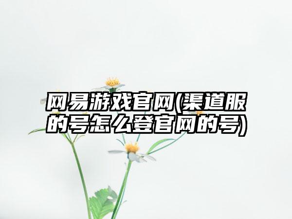 网易游戏(渠道服的号怎么登的号)