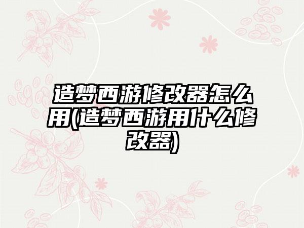 造梦西游修改器怎么用(造梦西游用什么修改器)