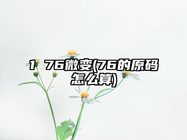 1 76微变(76的原码怎么算)