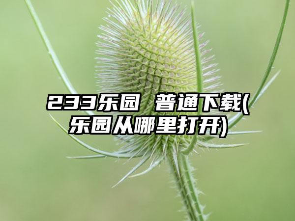 233乐园 普通(乐园从哪里打开)