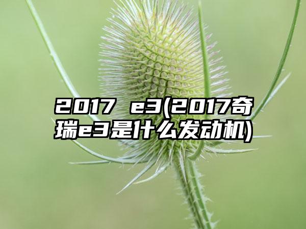 2017 e3(2017奇瑞e3是什么发动机)