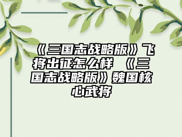 《三国志战略版》飞将出征怎么样 《三国志战略版》魏国核心武将