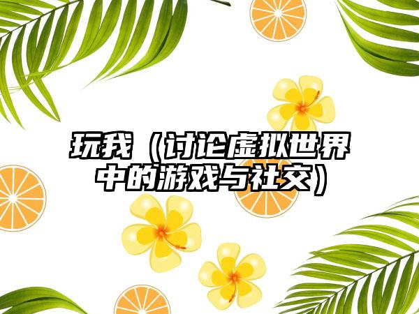 玩我（讨论虚拟世界中的游戏与社交）