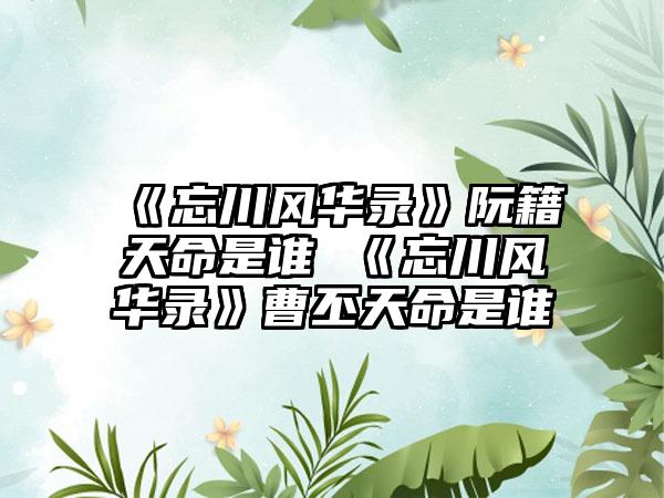 《忘川风华录》阮籍天命是谁 《忘川风华录》曹丕天命是谁