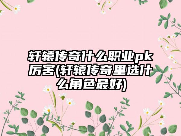 轩辕传奇什么职业pk厉害(轩辕传奇里选什么角色最好)