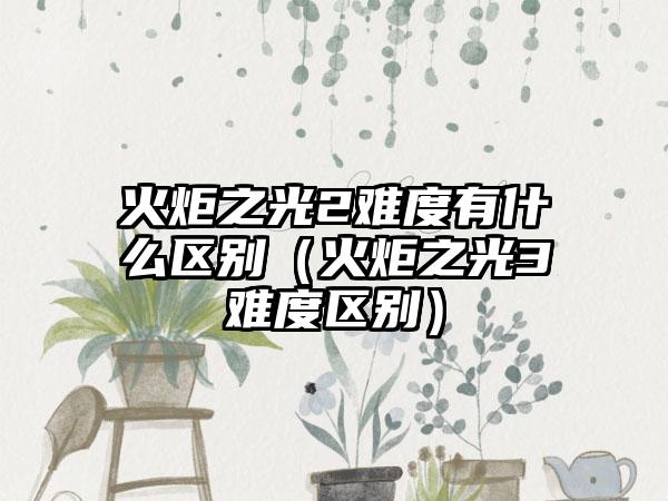 火炬之光2难度有什么区别（火炬之光3难度区别）