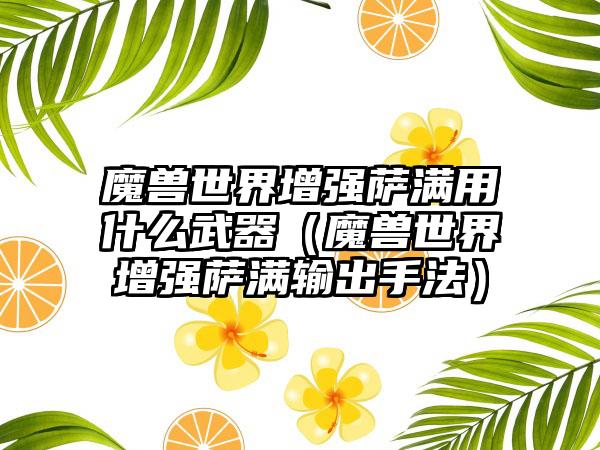 魔兽世界增强萨满用什么武器（魔兽世界增强萨满输出手法）