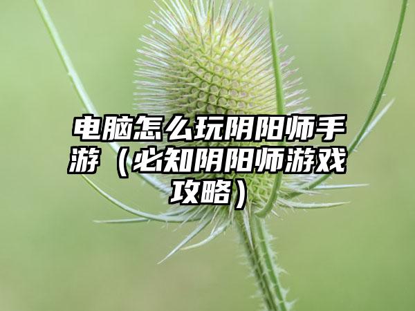 电脑怎么玩阴阳师手游（必知阴阳师游戏攻略）
