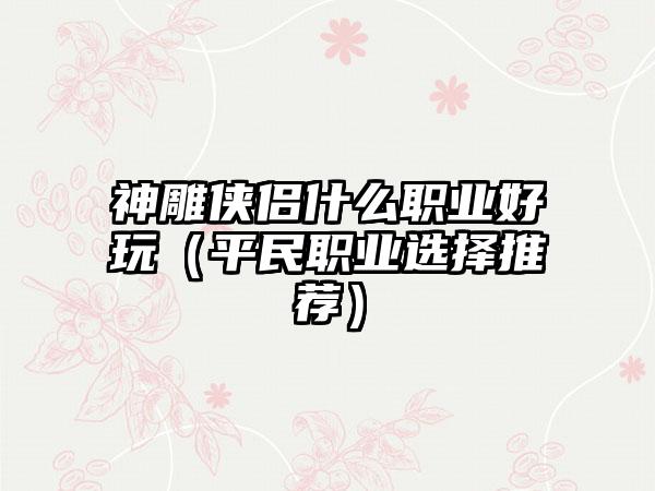 神雕侠侣什么职业好玩（平民职业选择推荐）