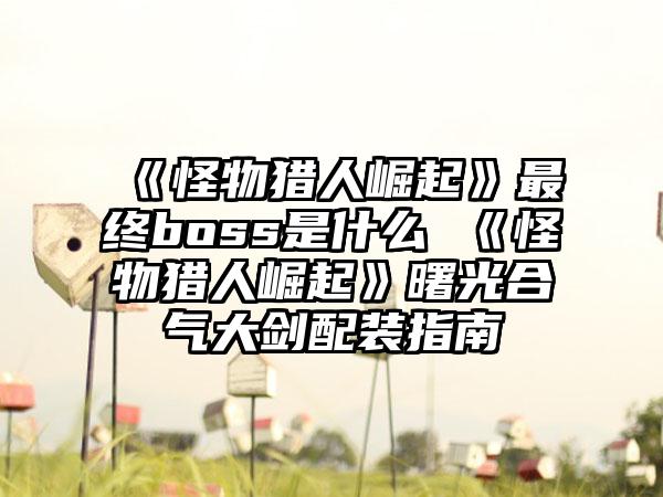 《怪物猎人崛起》最终boss是什么 《怪物猎人崛起》曙光合气大剑配装指南