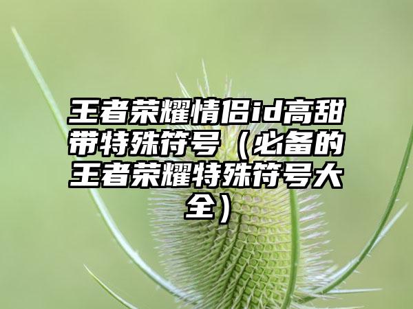 王者荣耀情侣id高甜带特殊符号（必备的王者荣耀特殊符号大全）