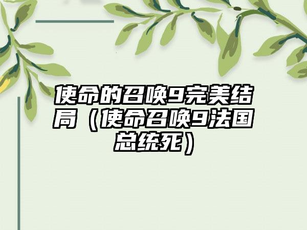 使命的召唤9完美结局（使命召唤9法国总统死）