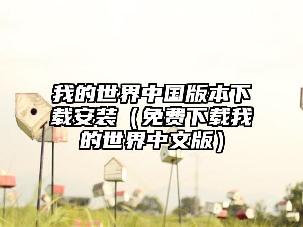 我的世界中国版本安装（免费我的世界中文版）