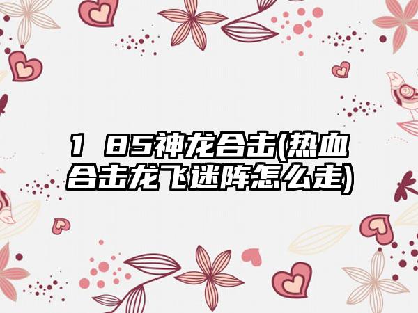 1 85神龙合击(热血合击龙飞迷阵怎么走)
