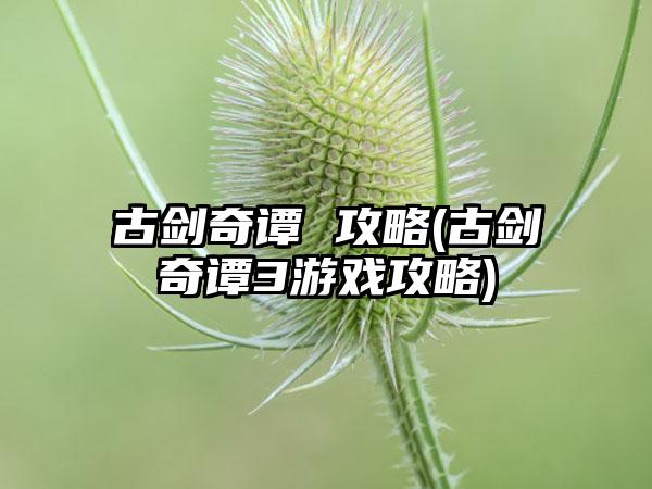古剑奇谭 攻略(古剑奇谭3游戏攻略)