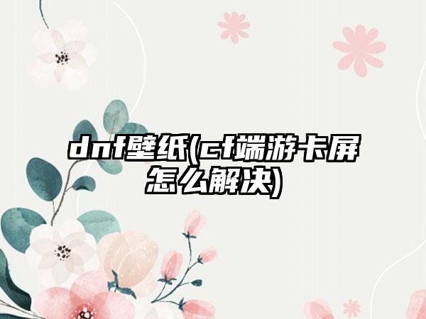 dnf壁纸(cf端游卡屏怎么解决)