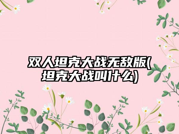 双人坦克大战无敌版(坦克大战叫什么)