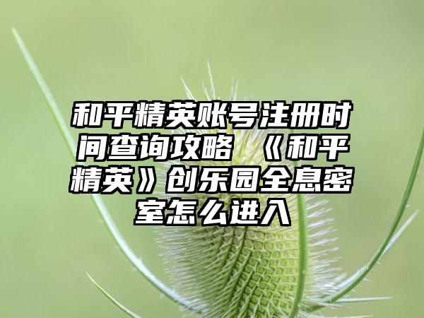 和平精英账号注册时间查询攻略 《和平精英》创乐园全息密室怎么进入