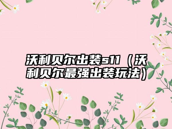 沃利贝尔出装s11（沃利贝尔最强出装玩法）
