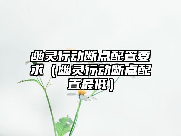 幽灵行动断点配置要求（幽灵行动断点配置最低）