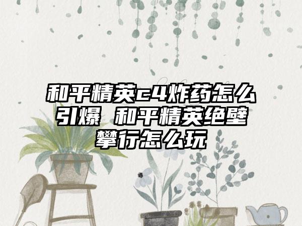 和平精英c4炸药怎么引爆 和平精英绝壁攀行怎么玩