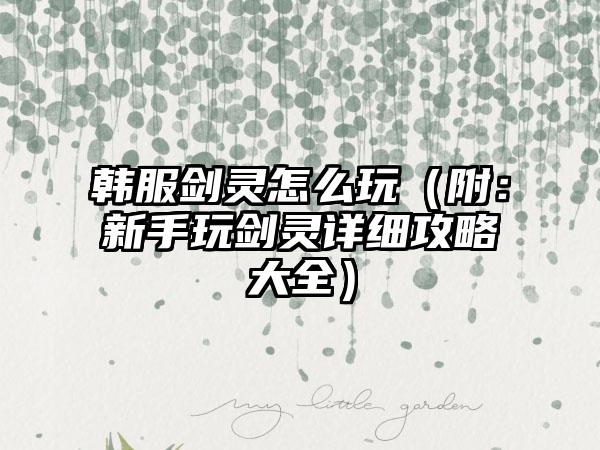 韩服剑灵怎么玩（附：新手玩剑灵详细攻略大全）