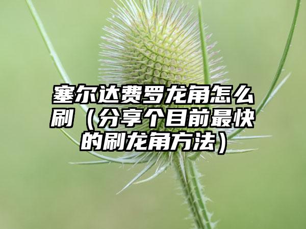 塞尔达费罗龙角怎么刷（分享个目前最快的刷龙角方法）