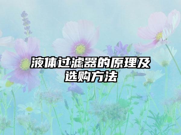 液体过滤器的原理及选购方法