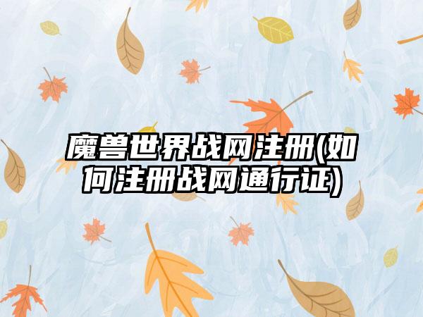 魔兽世界战网注册(如何注册战网通行证)