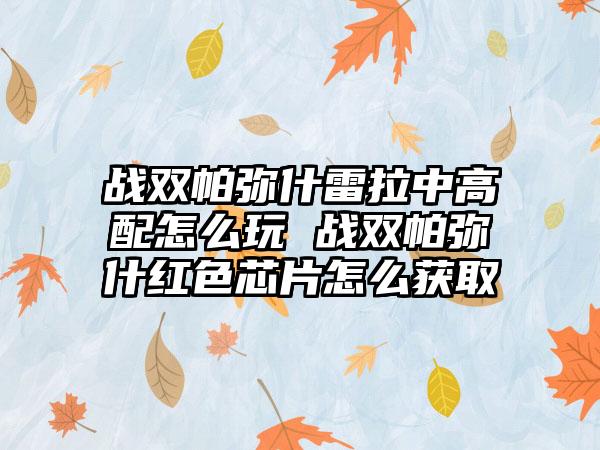 战双帕弥什雷拉中高配怎么玩 战双帕弥什红色芯片怎么获取