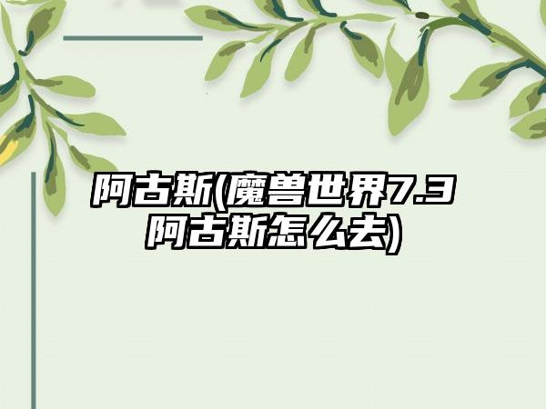 阿古斯(魔兽世界7.3阿古斯怎么去)