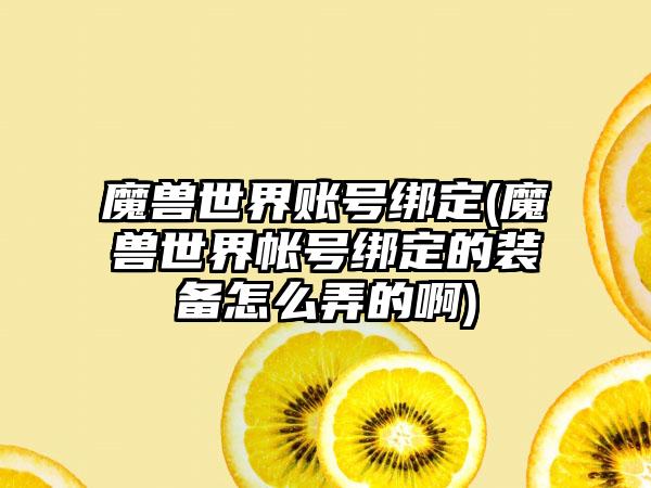 魔兽世界账号绑定(魔兽世界帐号绑定的装备怎么弄的啊)