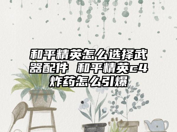 和平精英怎么选择武器配件 和平精英c4炸药怎么引爆