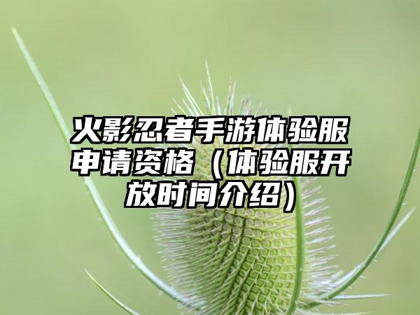 火影忍者手游体验服申请资格(体验服开放时间介绍)