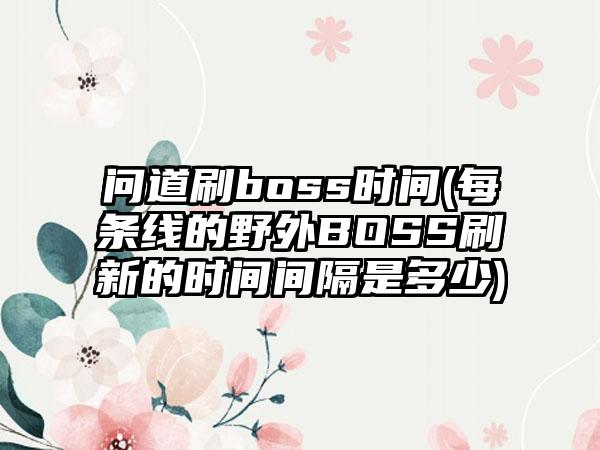 问道刷boss时间(每条线的野外BOSS刷新的时间间隔是多少)
