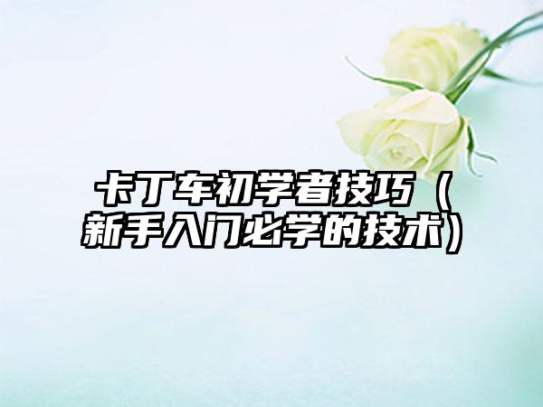 卡丁车初学者技巧（新手入门必学的技术）