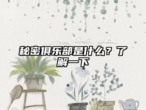 秘密俱乐部是什么？了解一下