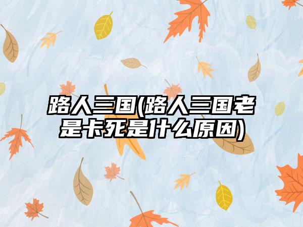 路人三国(路人三国老是卡死是什么原因)