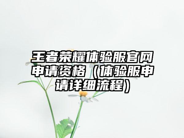 王者荣耀体验服申请资格（体验服申请详细流程）