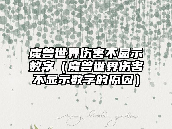 魔兽世界伤害不显示数字（魔兽世界伤害不显示数字的原因）